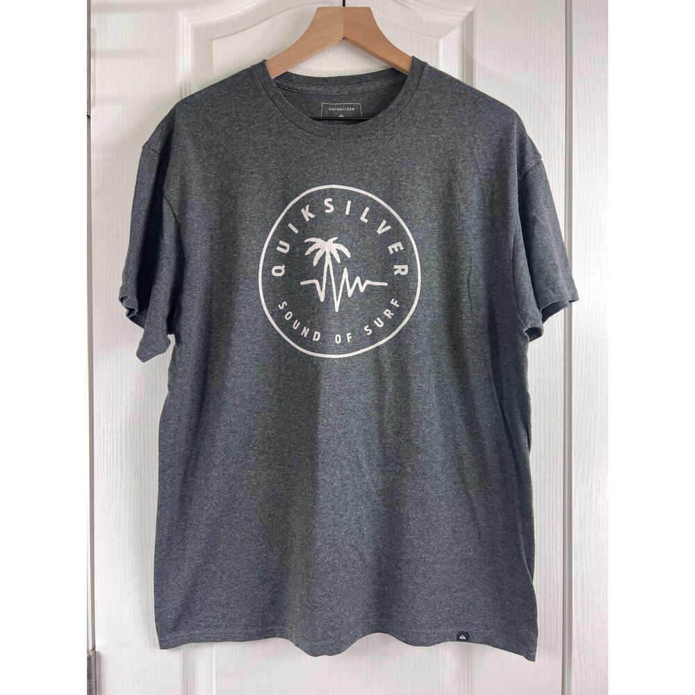 Quiksilver Men's Short Sleeve T Shirt Gray Sound of Surf Graphic Size L